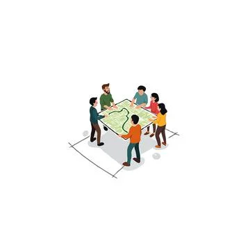 Collaborative visionaries crafting future roadmap strategy team brainstormi.. Stock Illustration