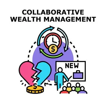 Collaborative wealth management delivering financial solutions and education Stock Illustration