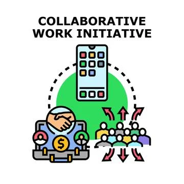Collaborative work initiative for business cooperation and teamwork 스톡 일러스트