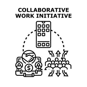 Collaborative work initiative for business cooperation and teamwork Stock Illustration
