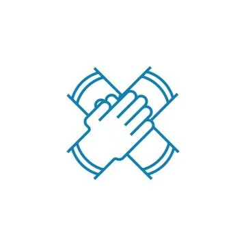 Collaborative work linear icon concept. Collaborative work line vector sign Stock Illustration