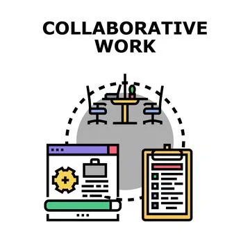 Collaborative work meeting global team brainstorming concept Stock Illustration