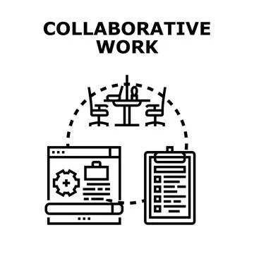 Collaborative work meeting global team brainstorming concept Stock Illustration