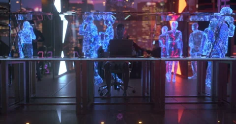 Collaborative Work in the Metaverse: AI-Powered Digital Entities Engaged in.. Stock Footage 277675041