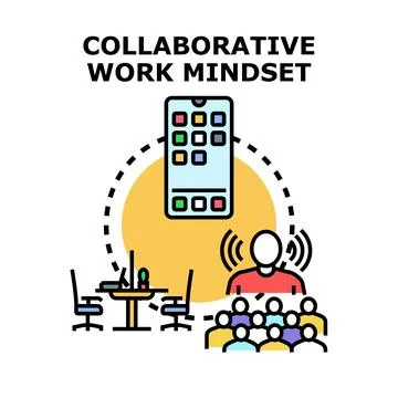 Collaborative work mindset for group discussion meeting Stock Illustration