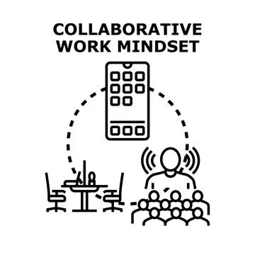 Collaborative work mindset for group discussion meeting Stock Illustration