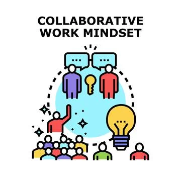 Collaborative work mindset team brainstorming meeting Stock Illustration