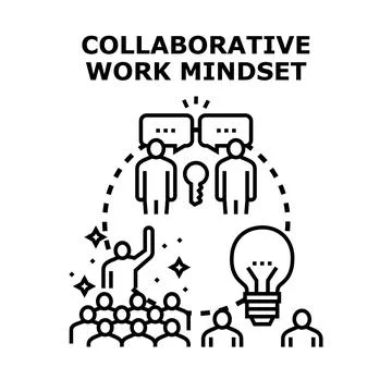 Collaborative work mindset team brainstorming meeting Stock Illustration