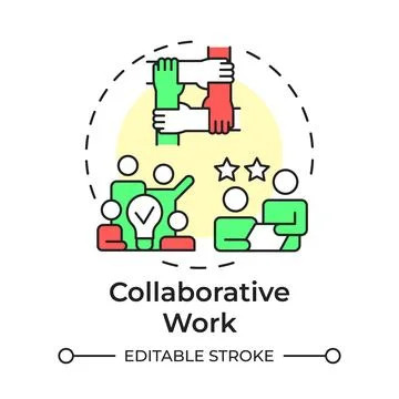 Collaborative work multi color concept icon Stock Illustration