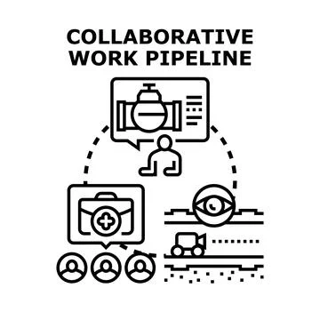 Collaborative work pipeline developing business project process 库存插图