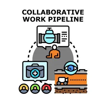 Collaborative work pipeline developing business project process Stock Illustration