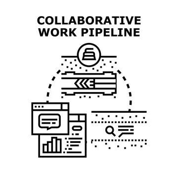 Collaborative work pipeline developing software project process Stock Illustration