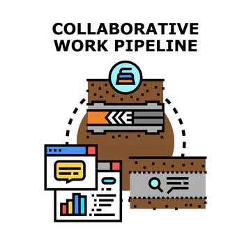 Collaborative work pipeline developing software project process イラスト素材