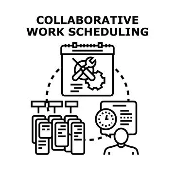 Collaborative work scheduling and project management planning tasks Illustration