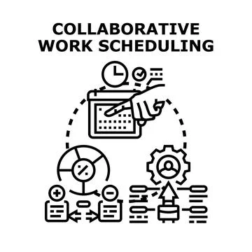 Collaborative work scheduling and team planner icon Stock Illustration