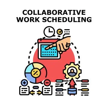 Collaborative work scheduling and team planner icon Stock Illustration