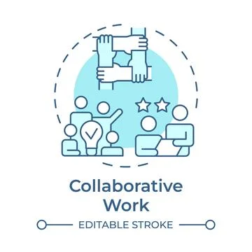Collaborative work soft blue concept icon Stock Illustration