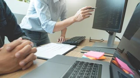 Collaborative work Software engineers website developer technologies or progr Foto stock