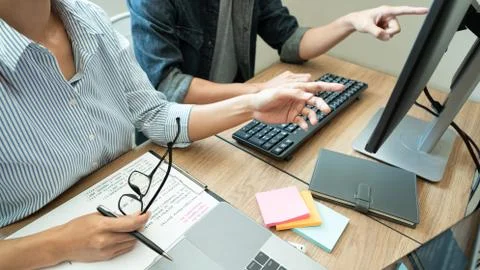 Collaborative work Software engineers website developer technologies or progr Stock Photos