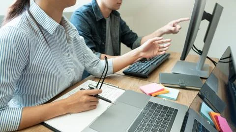 Collaborative work Software engineers website developer technologies or progr Stock Photos