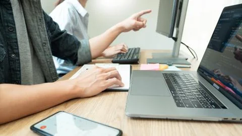 Collaborative work Software engineers website developer technologies or progr Stock Photos