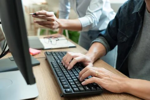 Collaborative work Software engineers website developer technologies or progr Stock Photos