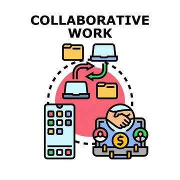 Collaborative work system connecting devices and individuals 스톡 일러스트