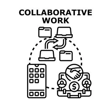 Collaborative work system connecting devices and individuals Stock Illustration