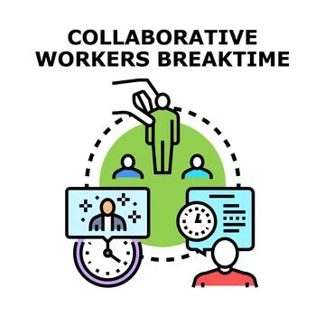 Collaborative workers choosing breaktime management concept 스톡 일러스트