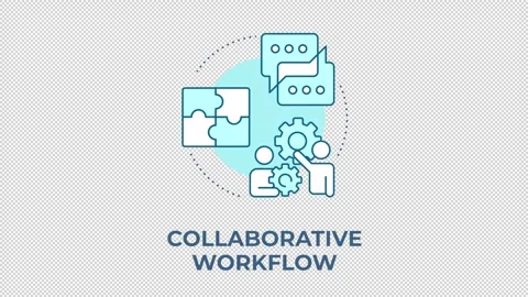 Collaborative workflow blue concept icon animation Stock Footage 344176774