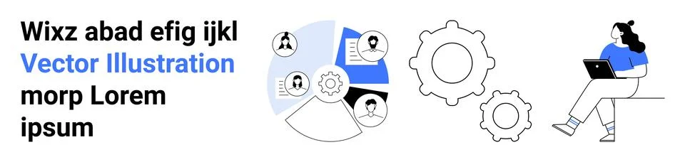 Collaborative Workflow with Data Analysis and Automation Concepts 库存插图