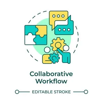 Collaborative workflow multi color concept icon Stock Illustration