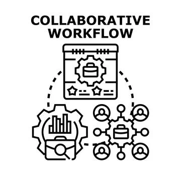 Collaborative workflow optimizing business process and team management Illustration