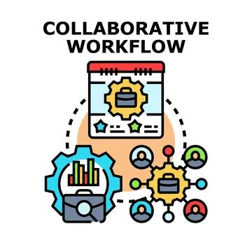 Collaborative workflow optimizing business process and team management Stock Illustration