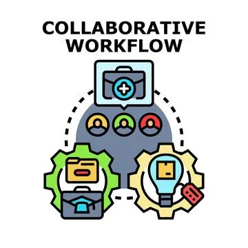 Collaborative workflow process improving teamwork efficiency 스톡 일러스트