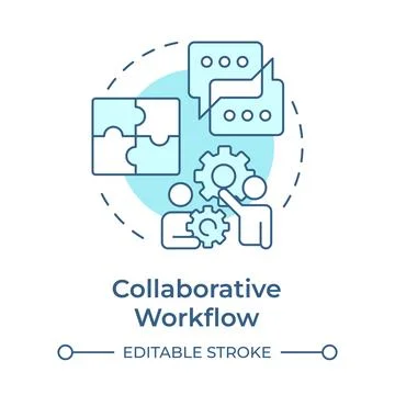 Collaborative workflow soft blue concept icon Stock Illustration