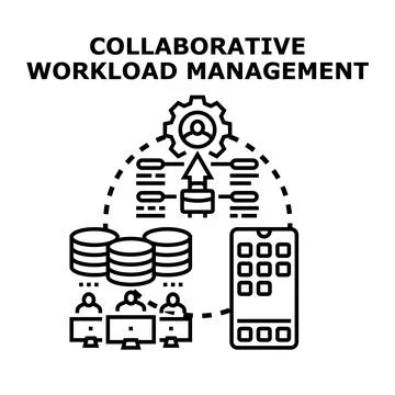 Collaborative workload management process achieving team productivity Ilustração Stock