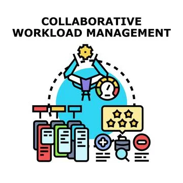 Collaborative workload management system distributing tasks Stock Illustration