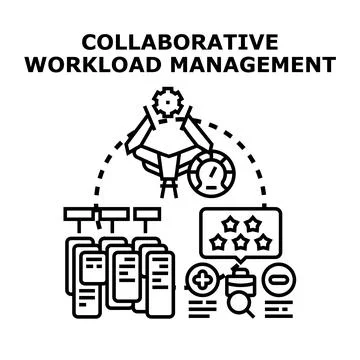 Collaborative workload management system distributing tasks Stock Illustration