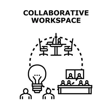 Collaborative workspace concept developing innovative business solutions Stock Illustration