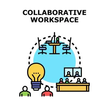 Collaborative workspace concept developing innovative business solutions 库存插图