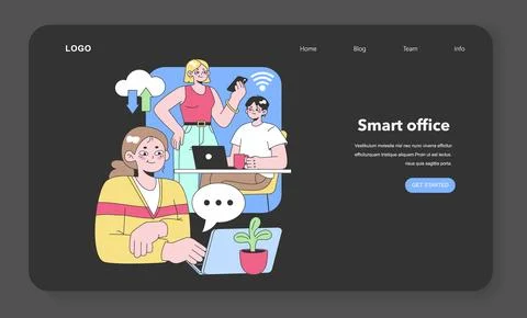 Collaborative workspace concept. Flat vector illustration Ilustración de archivo