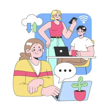 Collaborative workspace concept. Flat vector illustration Ilustración de archivo