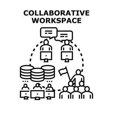 Collaborative workspace concept for remote team development 스톡 일러스트