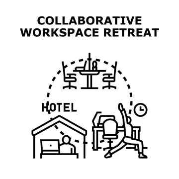Collaborative workspace retreat concept vector outline Stock Illustration
