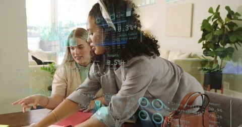 Collaborators tapping charts and generating animated graph highlights for Stock-Footage 320416291
