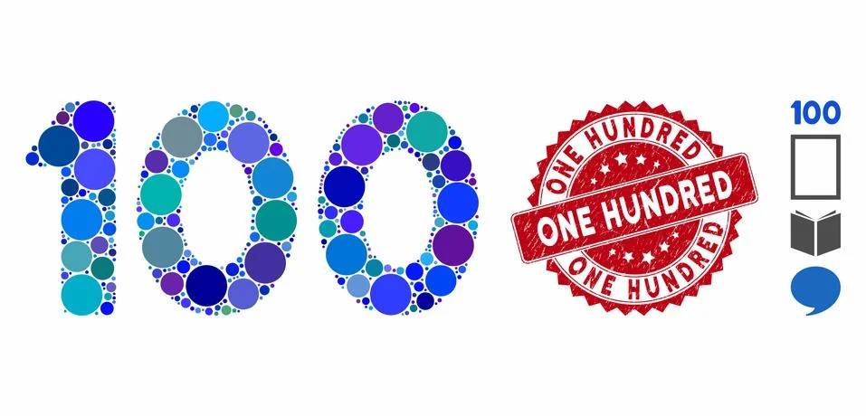Collage 100 Digits Text Icon with Scratched One Hundred Seal Stockillustratie