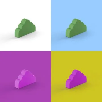 Collage of 3D rendered clouds in four different vibrant colors Stock Illustration