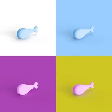 Collage of 3D rendered ham legs in four different vibrant colors Stock-Illustration