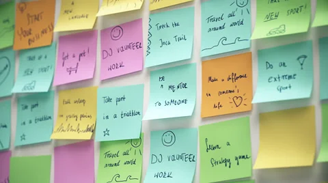 Collage Of Adhesive Note Flying Away Stock Footage 53227480